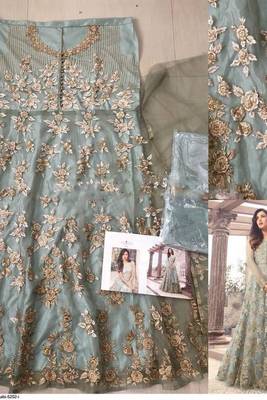 Ice Blue Net Anarkali Suit for Women 3