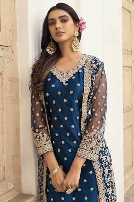 Navy Blue Designer Salwar Suit Set with Dupatta 2