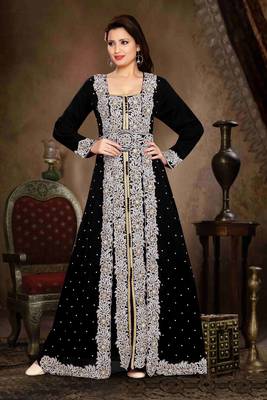 Black color Handmade Moroccan Kaftan with hijjab 1