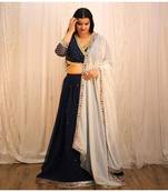 Amazing Blue Sequins Embroidery Work Lehenga Choli With Dupatta 