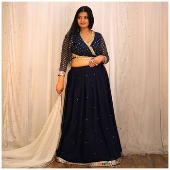 Amazing Blue Sequins Embroidery Work Lehenga Choli With Dupatta  5