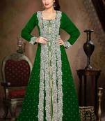 Dark-Green color luxurious Handmade Moroccan Kaftan with hijjab