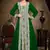 Dark-Green color Handmade Moroccan Kaftan with hijjab