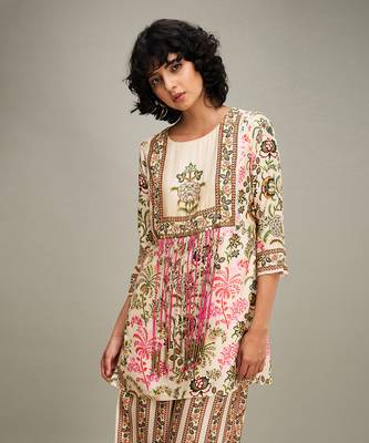 Beige  mehr embellished kurta set 5
