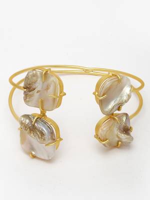 women gold-plated mother of pearl handcrafted cuff bracelet 2