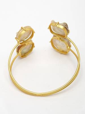 women gold-plated mother of pearl handcrafted cuff bracelet 4