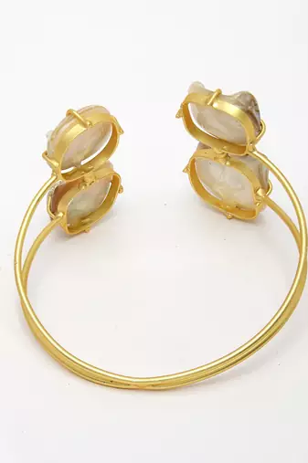 women gold-plated mother of pearl handcrafted cuff bracelet