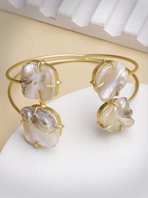 women gold-plated mother of pearl handcrafted cuff bracelet 5