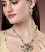 women red & gold kundan studded handcrafted jewellery set