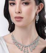 Women silver plated turquoise cz stone handcrafted jewellery set