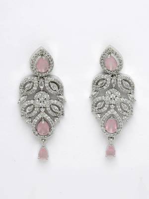 Women silver plated & pink cz stone handcrafted jewellery set 5