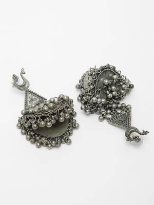 women silver-plated oxidised contemporary drop earrings 4