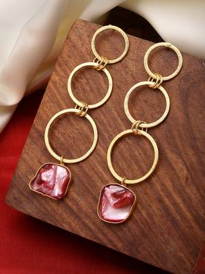 women gold-plated mother of pearl handcrafted drop earrings 2