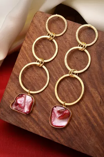 women gold-plated mother of pearl handcrafted drop earrings