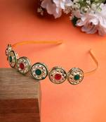 Women multi colour kundan gold-plated embellished hairband