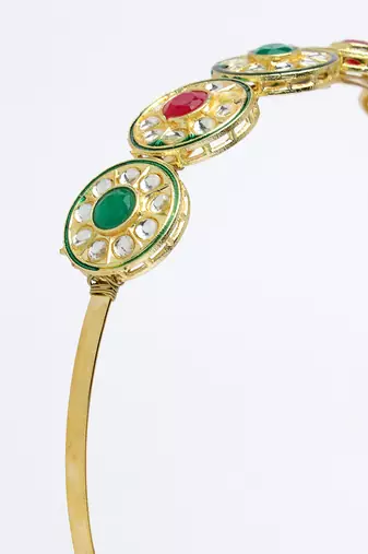 Women multi colour kundan gold-plated embellished hairband