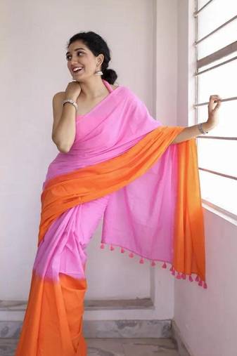 Exclusive Pink Pure Cotton Saree