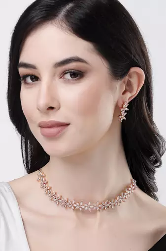 Women gold plated cz stone handcrafted jewellery set