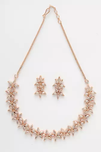 Women gold plated cz stone handcrafted jewellery set