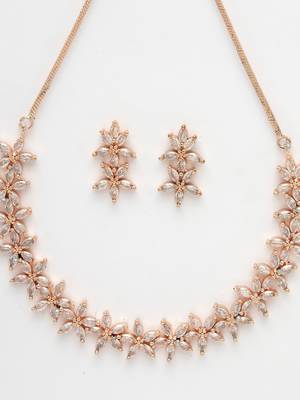 Women gold plated cz stone handcrafted jewellery set 4