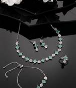 Women silver plated & blue cz stone handcrafted jewellery set