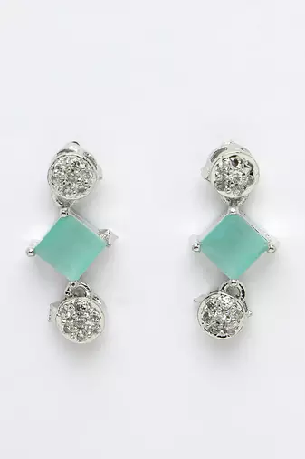 Women silver plated & blue cz stone handcrafted jewellery set