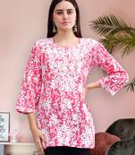 hand embroidered  pink cotton lucknowi chikankari top