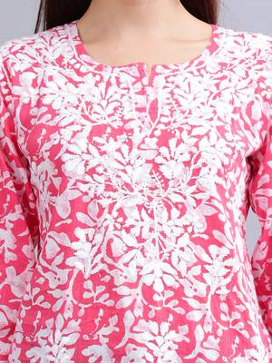 hand embroidered  pink cotton lucknowi chikankari top 3