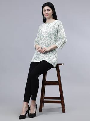 hand embroidered green mal-mal lucknowi chikankari top 5