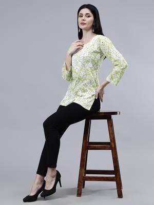 hand embroidered light green mal-mal lucknowi chikankari top 5