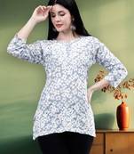 hand embroidered grey mal-mal lucknowi chikankari top