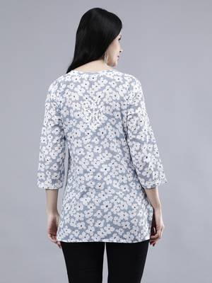 hand embroidered grey mal-mal lucknowi chikankari top 3