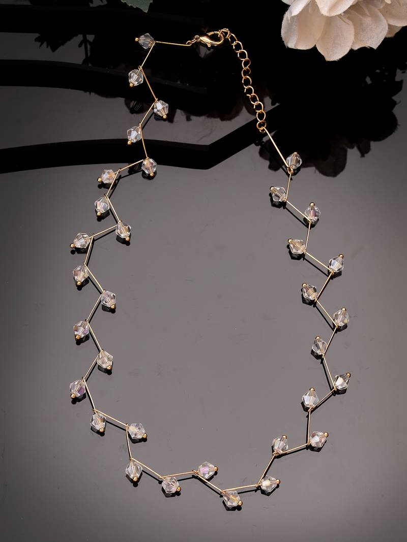 Women rhodium-plated zigzag necklace