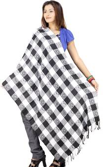 Black N White Chequered Warm Kashmiri Scarf Stole Deepawali Gift 137
