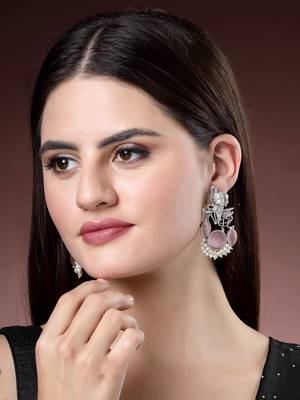 women silver-plated artificial stones and beads radha krishna drop earrings 5