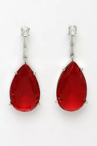 Women silver-plated red artificial stones studded handcrafted jewellery set