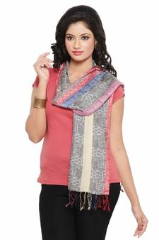 Paisley Stripes Design Multicolor Fancy Silk Stole Diwali Gift 161