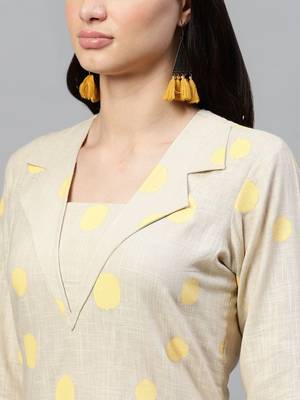 beige geometric pure cotton fancy kurta with palazzo set 2