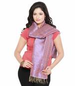Designer Floral Golden Brown Glossy Brocade Stole Diwali Special Gift 164