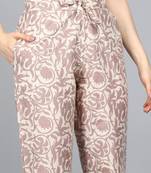 mauve polka dot pure cotton fancy kurta with trouser set