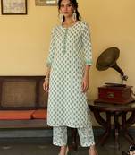 off white ethnic motifs rayon blend fancy kurta with palazzo set