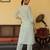 off white ethnic motifs rayon blend fancy kurta with palazzo set