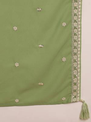 green embroidered fancy kurta with dupatta set 5