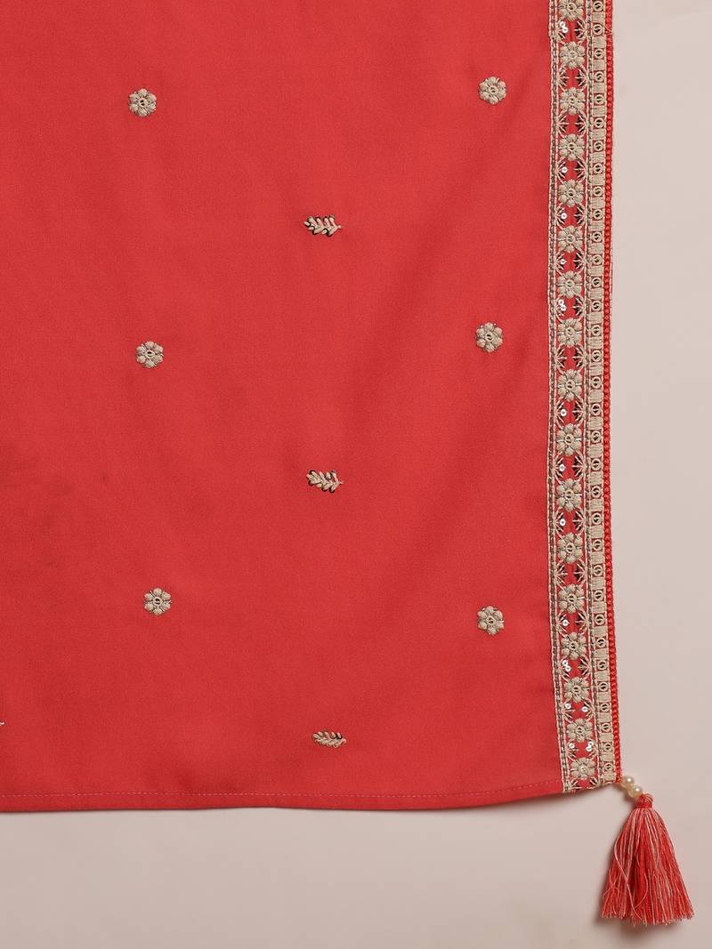 pink solid georgette fancy kurta with dupatta set