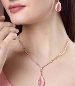 Women rose gold artificial stones studded handcrafted jewellery set