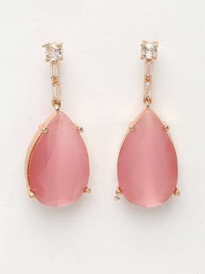 Women rose gold artificial stones studded handcrafted jewellery set 4