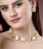 Women gold-plated mother of pearl handcrafted jewellery set