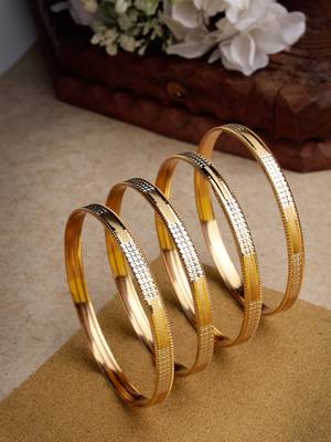 Women set of 4 gold-plated cz-studded traditional bangles 2