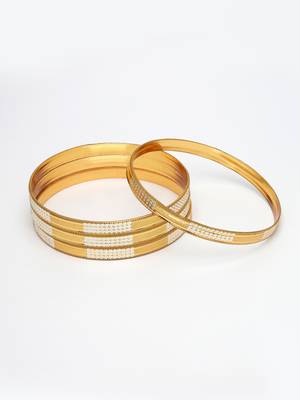 Women set of 4 gold-plated cz-studded traditional bangles 5