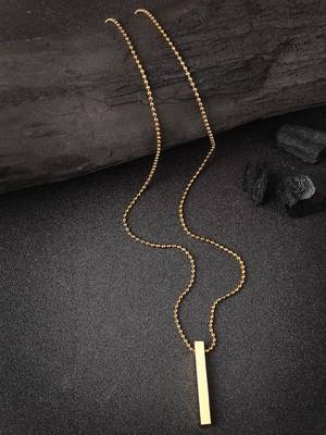 Men gold plated geomatric pendent with chain 1